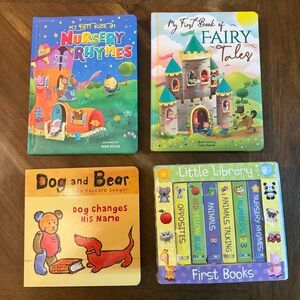Lot of 4 Children Board Books-Nursery Rhymes-Fairy Tales-Dog&Bear-Little Library